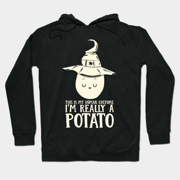 This is my Human Costume I'm Really A Potato Funny Halloween Lazy Costume Gift Hoodie by BadDesignCo